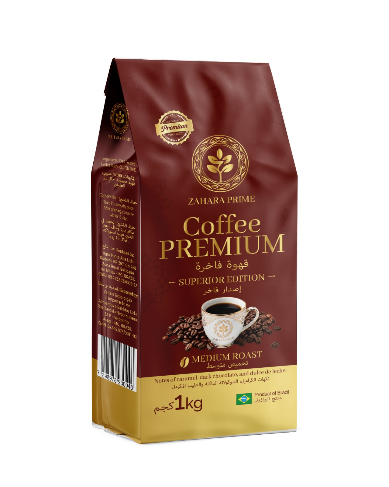 Zahara Prime Coffee Premium Superior Edition torrado em grãos 1kg